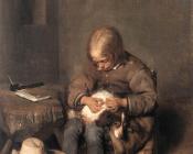 杰拉德 特 博尔奇 : Boy Riding His Dog Of Fleas